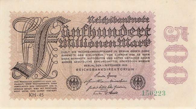 500 Millionen Mark 1923 ro.109h KH